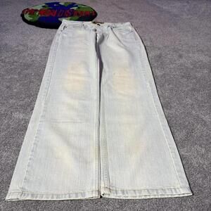 BLUE Y2K MECCA ACID WASHED BRAND NEW JEANS WITH CRAZY BACK POCKETS
